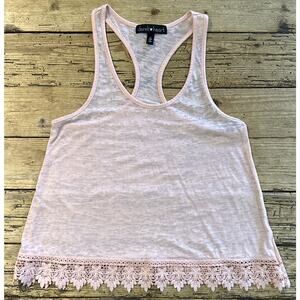 Derek Heart Women’s Pink Embroidered Sheer Tank Top Size S